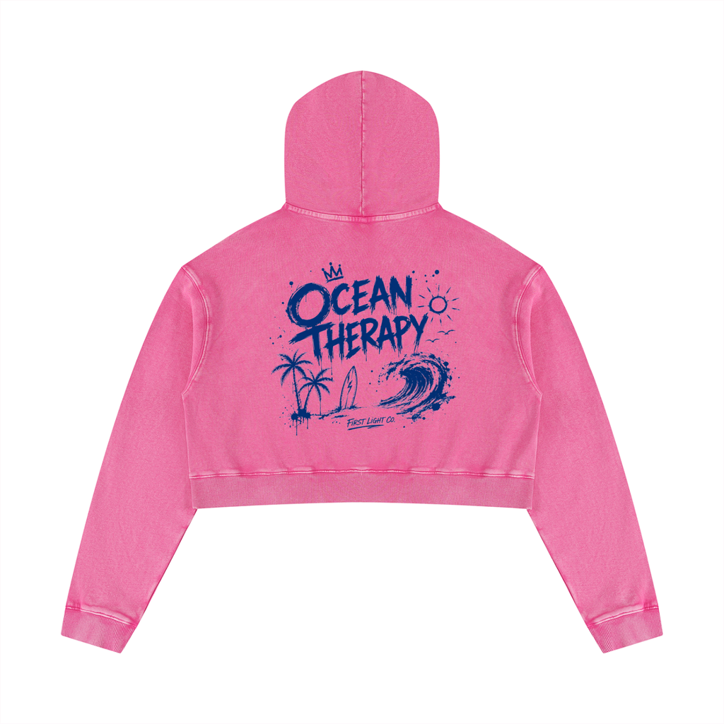 Ocean Therapy Women’s Mineral Washed Crop Hoodie