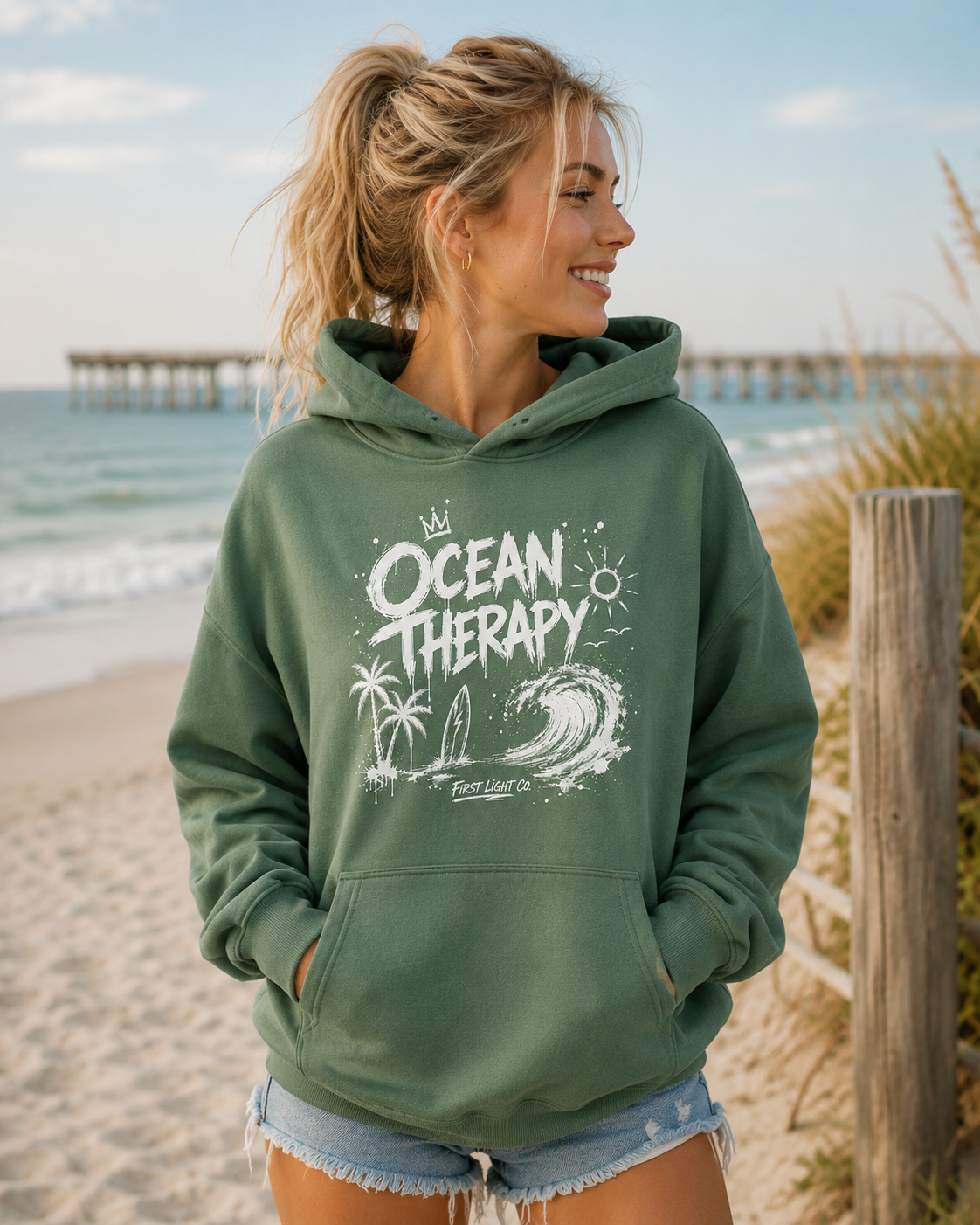 Ocean Therapy Hoodie | Vintage Beach Hoodie | First Light Co.
